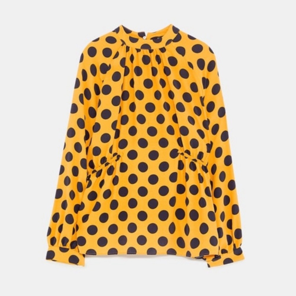 Zara Polka Dot Balloon Sleeve Blouse - Picture 2 of 5